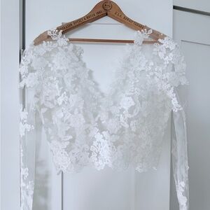 White Lace Long Sleeve Bridal Top